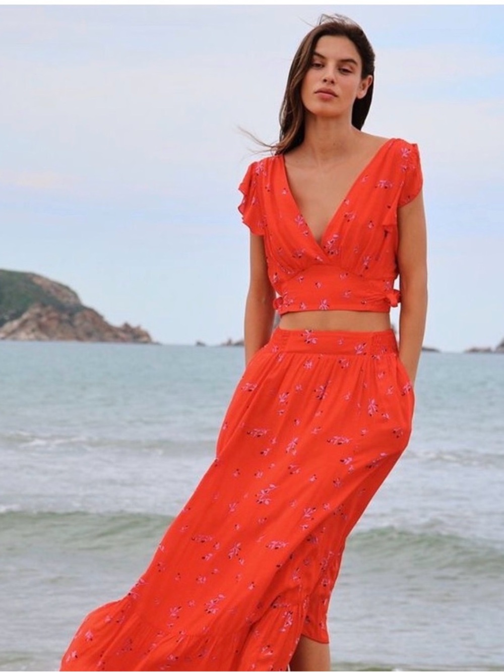 Free People Red “ Pretty Dayz “ Set, X Small